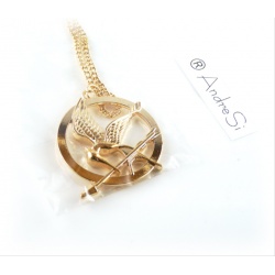 Die Tribute von Panem - Halskette Spotttölpel 40mm beiseitig geprägt - 18k hartvergoldet (hell o.dunkel) Hunger Spiele