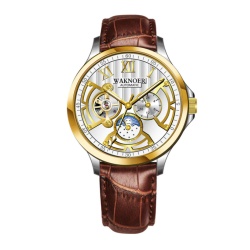 Leder Armbanduhr Automatik Mechanisch Tag-Nacht-(Mond)-phase Luminous