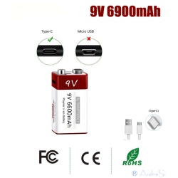 2x 9V Block USB li-ion Smartoools Battery 1800-6900mAh li-polymer Akku per USB wieder aufladbar, Smartoools