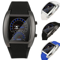 Racing Fashion Blue LED Chrome Digital Uhr