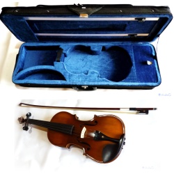 high-quality 4/4 student concert violin made of full-mass clay woods with pearlmute, shaped case and bow