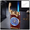 Luxus Feuerzeug Gas mit Uhr & LED-Lampe Design Style Silber Gold Schwarz