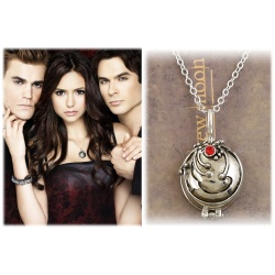 Elena Gilbert Iron herb Silver Pendant Necklace - Anti Vampire Locket Gothic Fashion