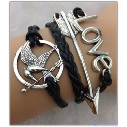 Hunger Games - Bracelet Mocking Oil & Peetas Arrow - Catching Fire - Dark Brown