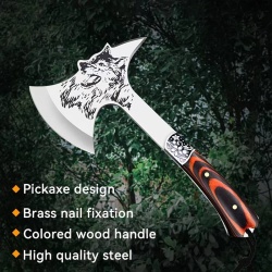 geschmiedete Outdoor Wolfs Axt 33-34cm Tomahawk mit Textilscheide aus Edel-Stahl